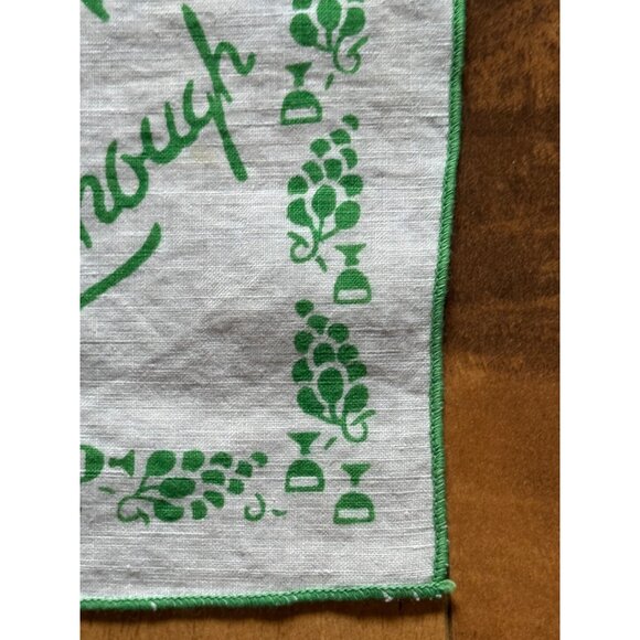 Vintage Irish Linen Cocktail Napkins With Green Wine & Whiskey Quotes Set Of 7 - Picture 9 of 11